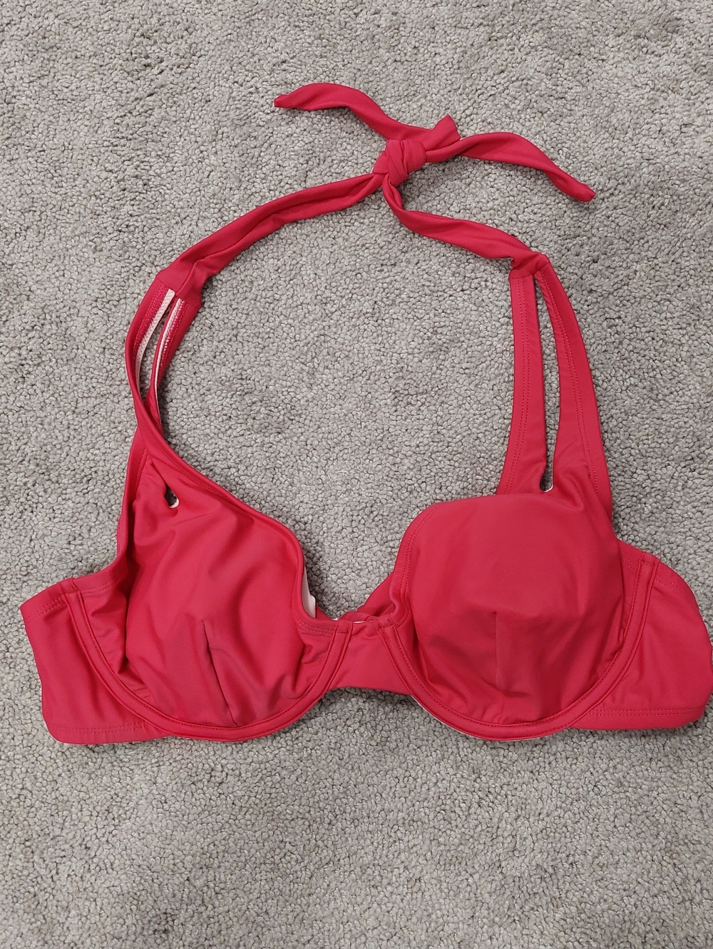 Pink Bikini Swimsuit Top Large DD Tie Straps Underwire Removable Cups